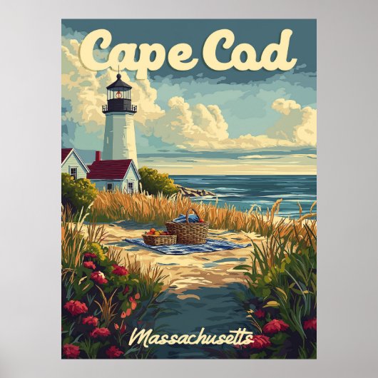 Cape Cod Beach, Massachusetts Vintage Poster (Vorne)