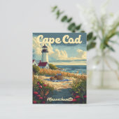 Cape Cod Beach, Massachusetts Vintage  Postkarte (Stehend Vorderseite)