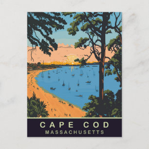 Cape Cod Beach, Massachusetts, Vintage Reise Postkarte