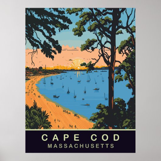Cape Cod Beach, Massachusetts, Vintage Travel Poster (Vorne)