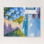 Cape Cod Beach Path | Hortensien-Küstenmalerei Puzzle (Horizontal)