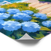 Cape Cod Beach Path | Hydrangea Küstenmalerei Poster (Ecke)
