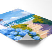 Cape Cod Beach Path | Hydrangea Küstenmalerei Poster (Ecke)
