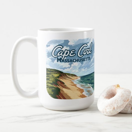 Cape Cod Beach Strand Massachusetts Blau Kaffeetasse (Mit Donut)