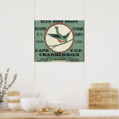 Cape Cod Blue Bird Markenzeichen Cranberry Label Poster (Küche)