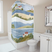 Cape Cod Bucht | Ozean Strand Küstenwasserfarbe Duschvorhang (Beispiel)