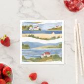 Cape Cod Bucht | Ozean Strand Küstenwasserfarbe Serviette (Beispiel)