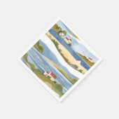 Cape Cod Bucht | Ozean Strand Küstenwasserfarbe Serviette (Ecke)