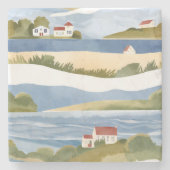 Cape Cod Bucht | Wasserfarbe der Küste am Ozean Steinuntersetzer (Vorderseite)