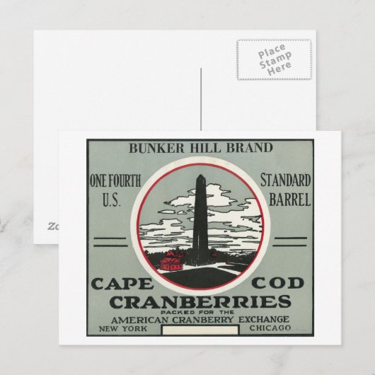 Cape Cod Bunker Hill Brand Cranberry Label Postkarte (Vorne/Hinten)