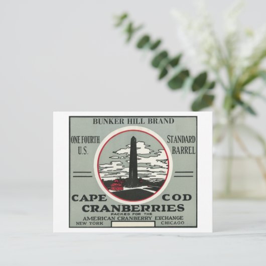 Cape Cod Bunker Hill Brand Cranberry Label Postkarte (Stehend Vorderseite)