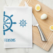 Cape Cod Captain's Wheel Linen Geschirrtuch (Viertel Falte)