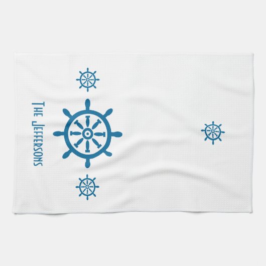 Cape Cod Captain's Wheel Linen Geschirrtuch (Horizontal)