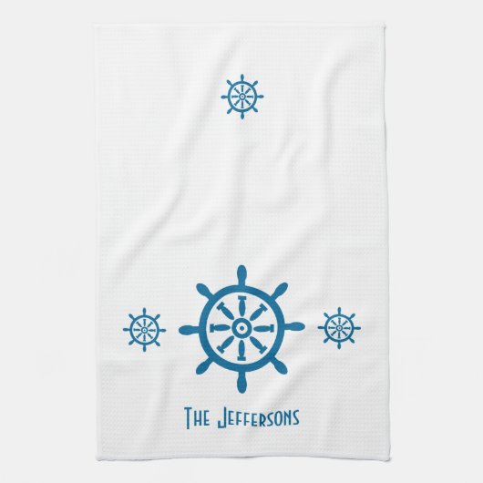 Cape Cod Captain's Wheel Linen Geschirrtuch (Vertikal)