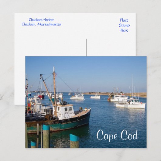 Cape Cod Chatham Masseboote in Bay Post Card Postkarte (Vorne/Hinten)