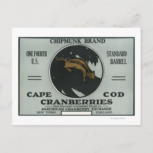 Cape Cod Chipmunk Markenbezeichnungen Cranberry La Postkarte (Vorderseite)