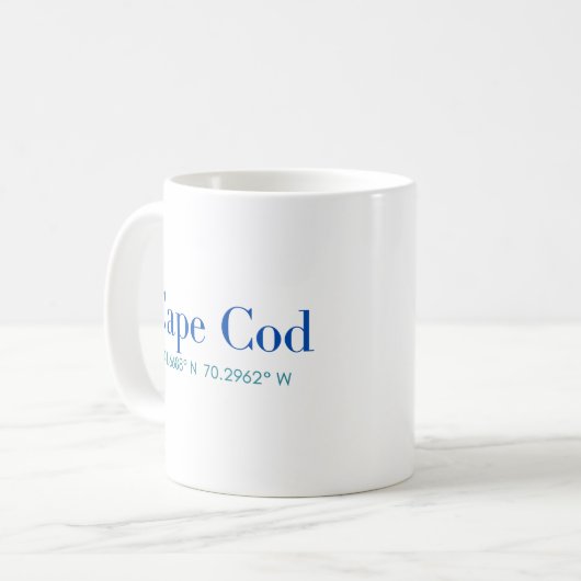 Cape Cod Classic Tasse mit GPS Koordinaten (Vorderseite Links)