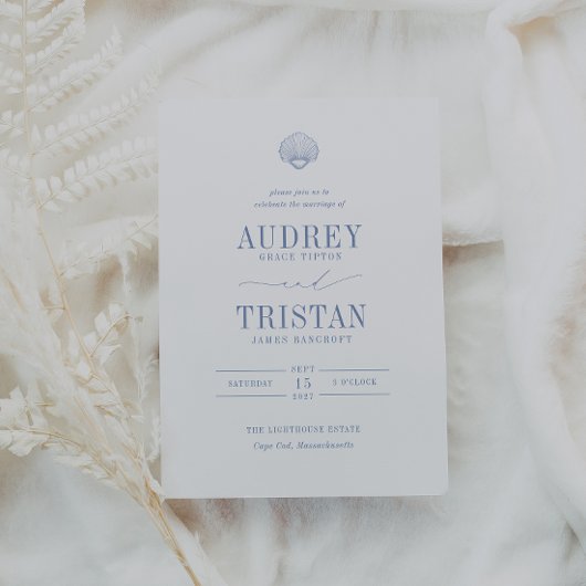 CAPE COD Coastal Blue Wedding Einladung