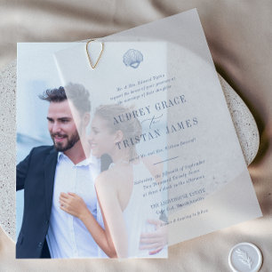 CAPE COD Coastal Blue Wedding Pergament Einladungen
