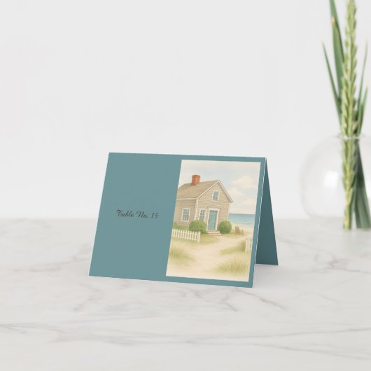 Cape Cod Coastal Soft Blue Wedding Platzkarte Dankeskarte (Vorderseite)