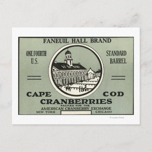 Cape Cod Faneuil Hall Brand Cranberry Label Postkarte (Vorderseite)