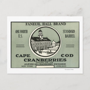 Cape Cod Faneuil Hall Brand Cranberry Label Postkarte