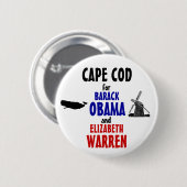 CAPE COD für Obama und Waren 2012 Button (Vorne & Hinten)