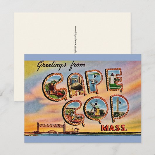 Cape Cod Großbuchstaben-Postkarte Postkarte (Vorne/Hinten)