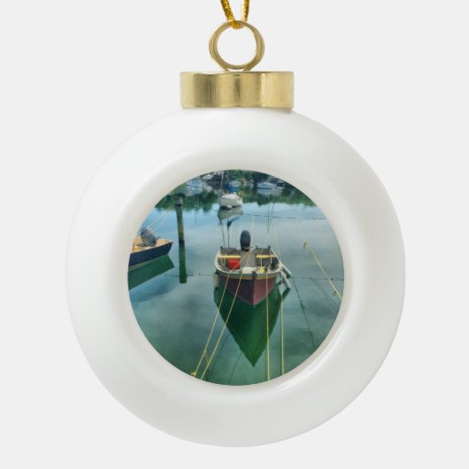 Cape Cod-Hafen-Weihnachtsbaum-Verzierung Keramik Kugel-Ornament (Vorderseite)