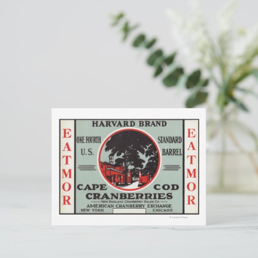 Cape Cod Harvard Eatmor Cranberries Marke Postkarte (Stehend Vorderseite)