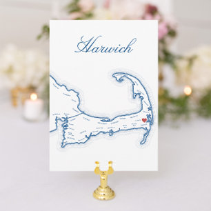 Cape Cod Harwich Karte Hochzeit Tisch Namenskarte