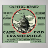 Cape Cod Hauptstadt Marke Cranberry Label Poster (Vorne)
