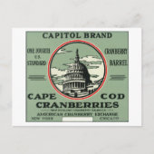 Cape Cod Hauptstadt Marke Cranberry Label Postkarte (Vorderseite)