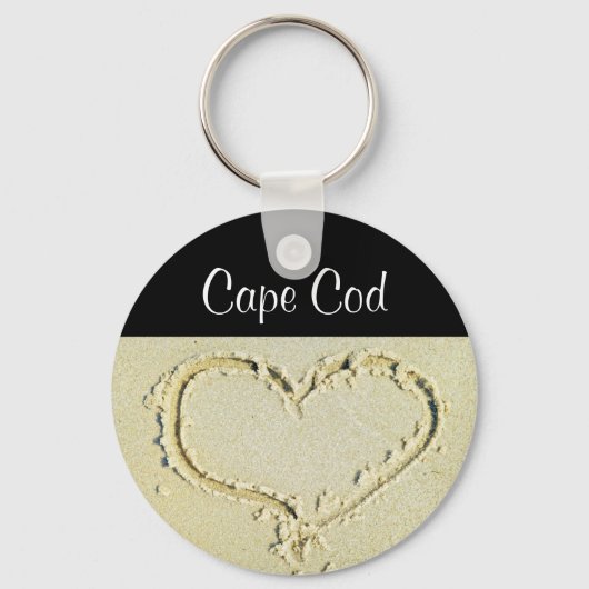 Cape Cod Heart on a Sandy Beach Key Chain Schlüsselanhänger (Vorderseite)