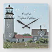 Cape Cod Highland Lighthouse Quadratische Wanduhr (Vorderseite)