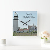 Cape Cod Highland Lighthouse Square Wall Clock Quadratische Wanduhr (Zuhause)