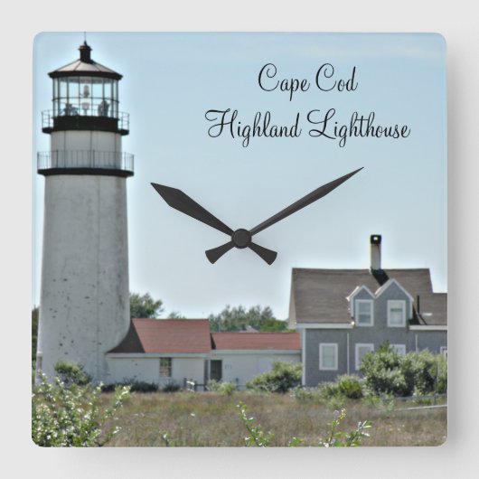 Cape Cod Highland Lighthouse Square Wall Clock Quadratische Wanduhr (Vorderseite)