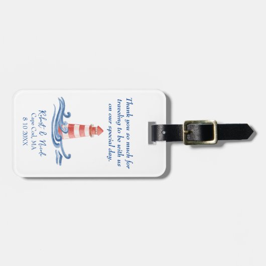 Cape Cod Hochzeit in Urlaubsort Akryllische Gepäck Gepäckanhänger (Vorderseite horizontal)