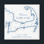 Cape Cod Hochzeit in Urlaubsort Gefallen Magnet<br><div class="desc">Schnelle und einfache Bestellung! Diese Cape Cod Kartenmagnete machen aus großen Cape Cod Gastgeschenke Hochzeiten, die Sie in Ihre Cape Cod Hochzeit in Urlaubsort Willkommenstaschen aufnehmen können. Bewegen Sie das Herz, indem Sie unter "Anpassen" auf "Bearbeiten mit dem Designwerkzeug" klicken. Ideal für alle großen Hochzeitsstätten in Kap, inklusive Club at...</div>