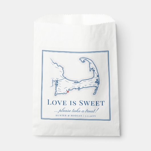 Cape Cod Hochzeit in Urlaubsort Liebe ist süß Geschenktütchen (Vorderseite)