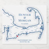 Cape-Cod-Hochzeit in Urlaubsort Schaumweinetikett (Einzelnes Label)