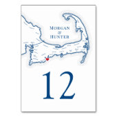 Cape-Cod-Hochzeit in Urlaubsort Tischnummer (Vorderseite)