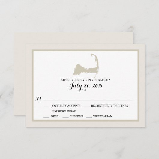 Cape Cod | HochzeitsrSVP mit Menü RSVP Karte (Vorne/Hinten)