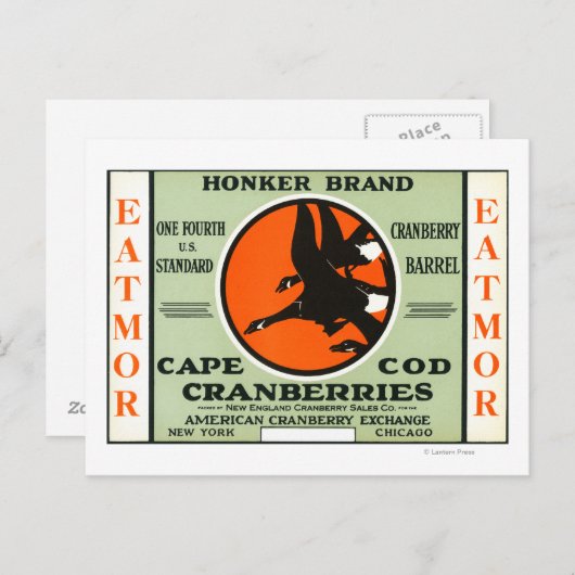 Cape Cod Honker Eatmor Cranberries Markenzeichen Postkarte (Vorne/Hinten)