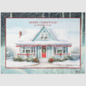 Cape Cod House Frohe Weihnachtsschnee Schneebäume Seidenpapier (Vorderseite)
