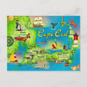 Cape Cod illustrierte Postkarte (Vorderseite)