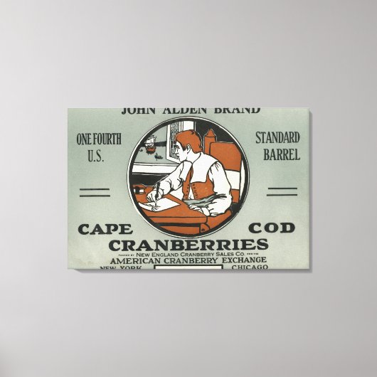 Cape Cod John Alden Brand Cranberry Label Leinwanddruck (Vorderseite)
