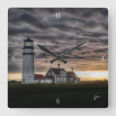 Cape Cod-Leuchtturm Quadratische Wanduhr (Vorderseite)