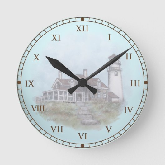 Cape Cod Leuchtturm Runde Wanduhr (Vorderseite)