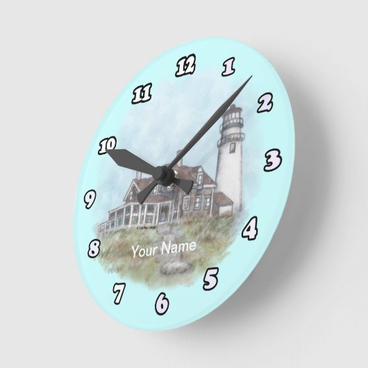 Cape Cod Lighthouse Clock Runde Wanduhr (Winkel)